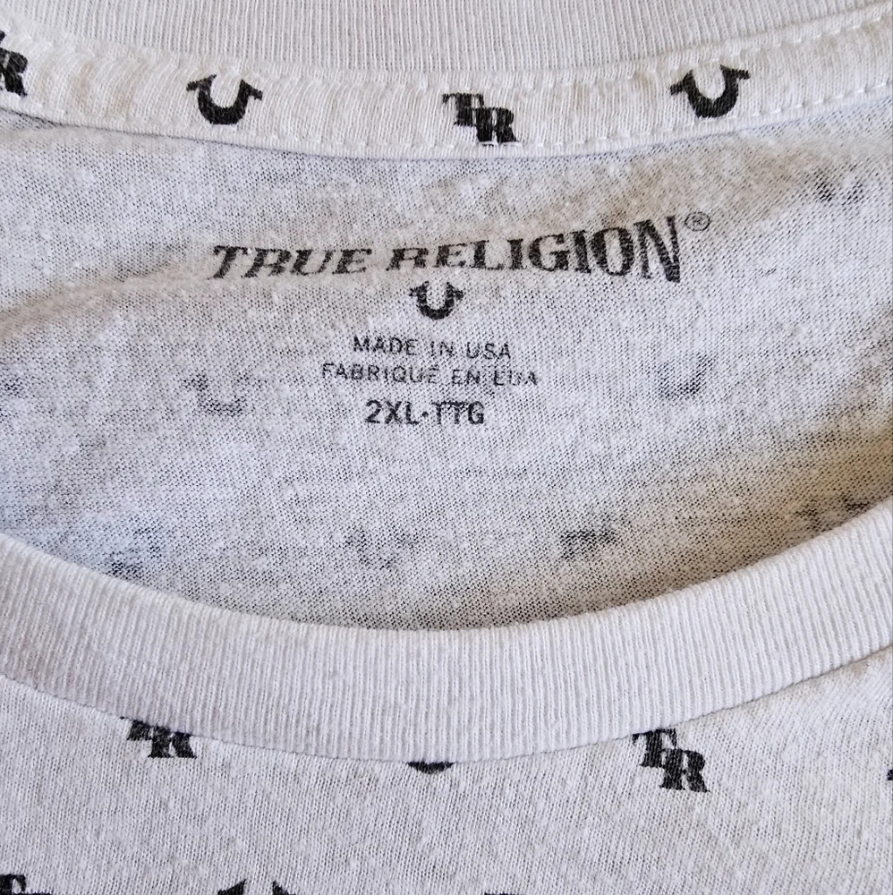 True religion white‎ monogrammed logo t-shirt size XXL